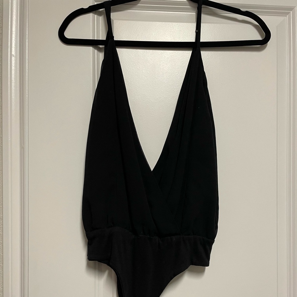 Sexy Deep V Black Bodysuit